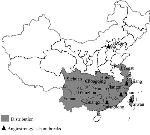 福寿螺成功入侵中国南方，图片来源http://wwwnc.cdc.gov/eid/article/13/7/06-1360-f1.htm