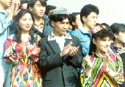 The Uygur girl wearing Adlis silk dress